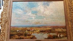 ALFRED BASTIEN (1873-1955 BELGIAN) 1924 „THE HUNT“ 18 X 25 **FULL PROVENANCE**