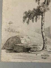 Large Drawing Xixth 1850 Pencil Landscape Shaft Antique to Identify Sheet Study