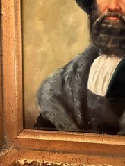 Oil Painting On Board PORTRAIT WEALTHY RENAISSANCE MAN Ornate Gold Frame 17 X 19