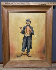 1955 Mike Mansor Folk Art Clown Painting „Man About Town“ Laingsburg MI *READ*