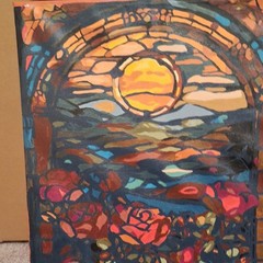 Abstract Sunset Roses Acrylic Painting on Canvas – Nature Art Medium