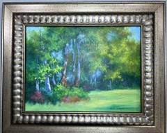Oil on Canvas Painting Impressionist Colorful Trees in Forest Karla Runquist