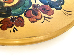 Norwegian Rosemaling painted wood art decor hanging picture 1980s handmade
