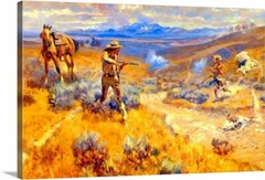 Canvas Wrap Giclee Art Buffalo-Bills-duel-with-Yellowhand-Charles-Russell 16×24