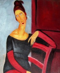 Framed Modigliani’s Jeanne on Red Chair Repro, Hand Painted Oil Painting, 8x10in