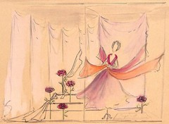 „Lanvin Paris Theatrical Stage Set c1950s Advertising Watercolor Artwork“
