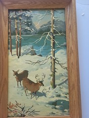 VINTAGE 60’S CRAFT MASTER Paint by Number „Stag and Doe on Snowy bank“
