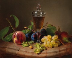 Wine and Fruit Still Life Art Giclee Printed Oil Painting Print