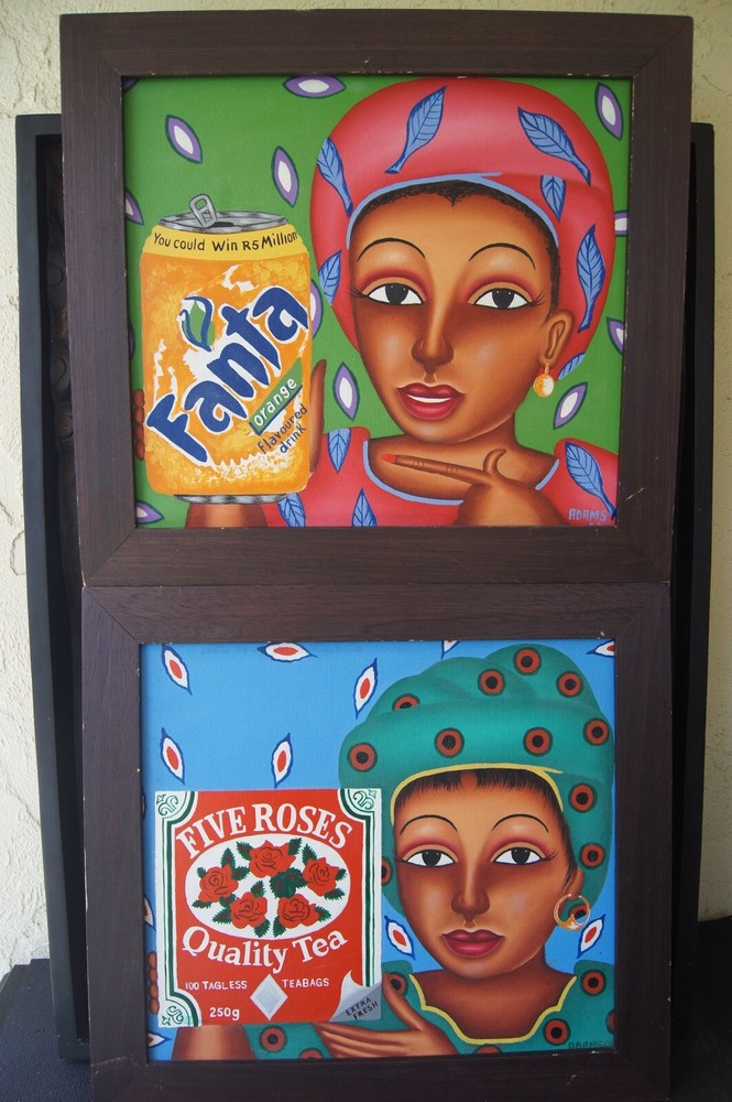 South Africa Grocery FANTA ORANGE SODA Adams Signed ART Original Oil Paintings