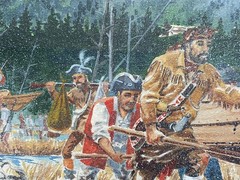 Large Original Realism Painting Colonial Pioneers Military Soldiers Landscape