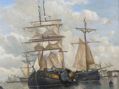 Paul Jean CLAYS (1819-1900, Belgium) Oil On Board Painting „Sailing boats“