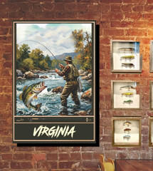 Bass Fly Fishing Travel Poster Virginia Print, Canvas, or Framed