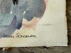 JASON SCHOENER (1919-1997) Original Signed Watercolor Listed Artist 15.5 x 22″