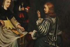 „Presentation of the Medallion“ after Caspar Netscher,17th-century Dutch Painter