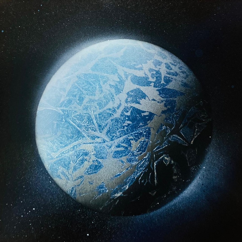 Celestial Oasis- Handcrafted Spray Painted Planet Art on Paper