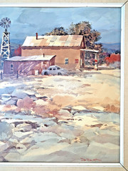 Listed NM Artist Don Brackett Original Watercolor Painting Adobe w Windmill
