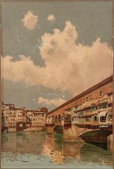 A. Marrani THE PONTE VECCHIO, FLORENCE Watercolor 1910