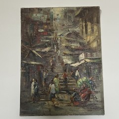 P.C. Chan Painting Ladder Stairs Impressionist Canvas