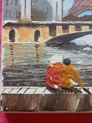 Paris small oil paintings signed Liotard Paris 7 x 5 1/2 in. Eiffel Tower