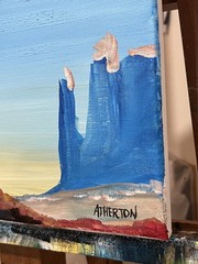 11×14 Atherton Original Western Cowboy Cliff Painting Monument Valley Art