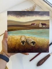 Scotland Painting sheep Original Art Scotland Landscape artwork Scottish Hills