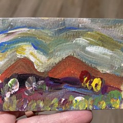 ACEO Artist Card 3.5 X 2.5 Abstract Landscape Acrylic Original Painting on Paper