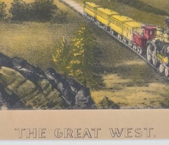 Currier & Ives Vtg Matted Lithograph . THE GREAT WEST Ultra Classic – No Frame