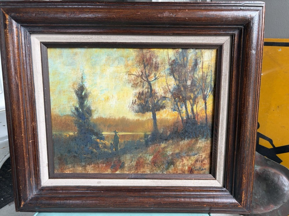 Kennebunkport Maine Artist Frank Handlen Original Oil On Board Painting Signed
