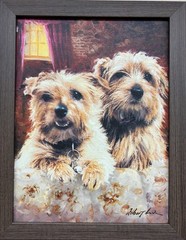 Robert Lui „Two Dogs“ Plate Signed Impressionist Framed Giclee Art