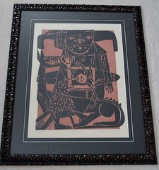 ELVYRA KAIRUKSTYTE ORIGINAL LINOCUT SIGNED 1985 FRAMED AMAZING PIECE!