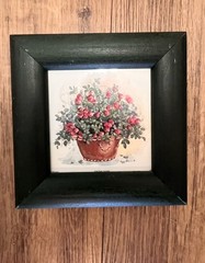 Small Framed Watercolor Art Pink Rose Portrait Peggy Abrams Shabby Cottagecore