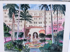 Boca Raton Club, Boca Raton, FL / Orig. W/C / 9″ x 12″/ Mimi Davis, Artist