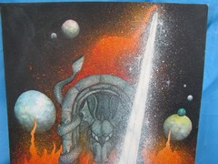 SAT NAM KAUR 1981 ORIGNAL ACRYLIC „DRAGON FORGE“ FANTASY COMIC BOOK ART