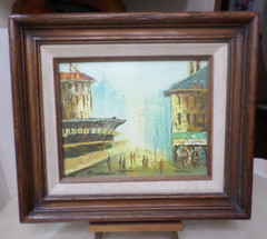 Original D. Minchew Oil Painting Signed City Scene