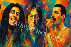 Bob Marley John Lennon Freddie Mercury Painting High Quality Print Wall Decor