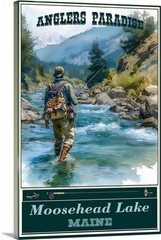 Moosehead Lake Maine Fishing Travel Poster Prints Framed Or Canvas Anglers Best