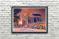 University of Virginia Rotunda watercolor landscape college decor (original art)