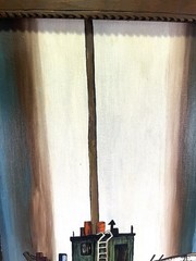 VTG 70s Folk Art Boat Oil Painting Syd Reidt Nautical Rustic Framed Mid Century
