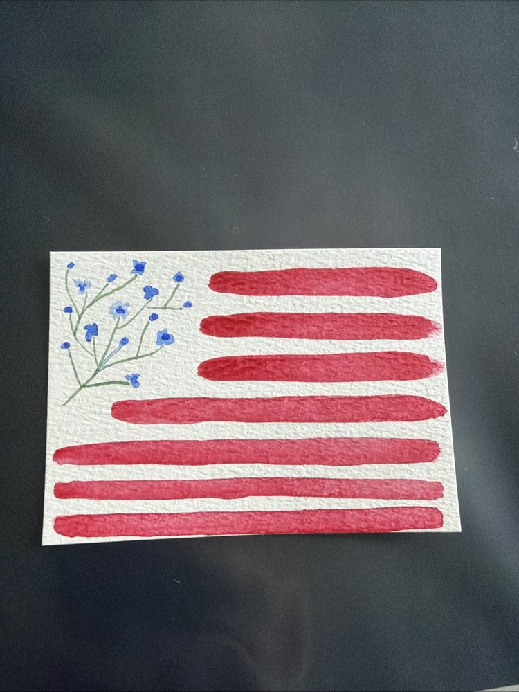 Original Watercolor Americana ACEO Painting 250th Anniversary Patriotic Art Card