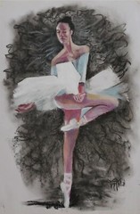YARY DLUHOS Ballet Dance Ballerina Dancer Music Original Art Oil Pastel Painting