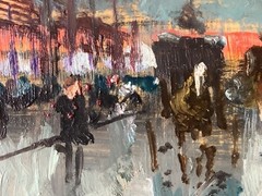 French Oil Painting Signed Manner Edouard Leon Cortes Boulevard Montmartre 1900s