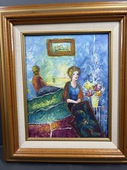 Two Women Vintage oil Painting signed T. Denver 15×13