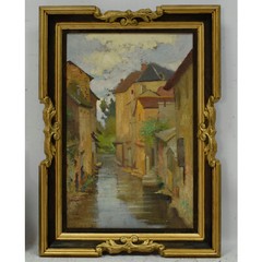 L.GALAND (1872-1960) ARTPRICE up to 45100€ Old oil painting The Mill 28.3×20.5in