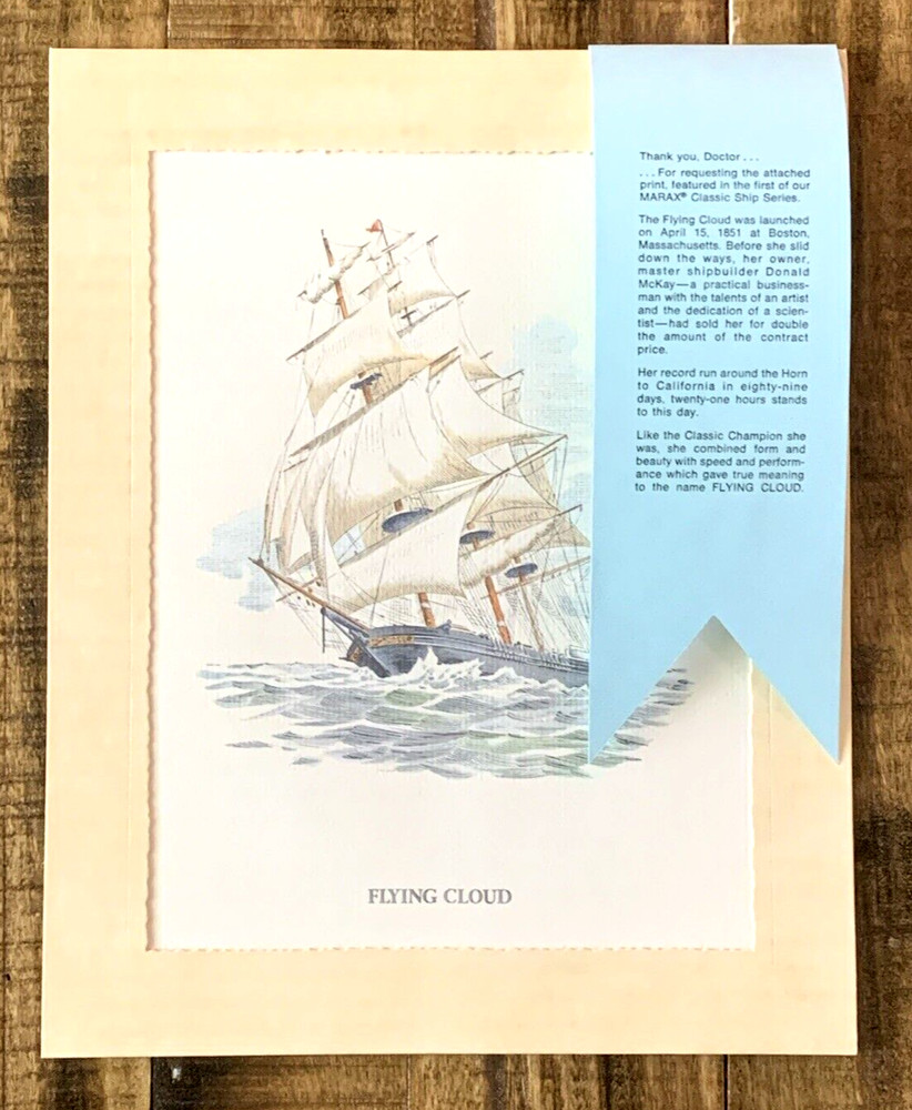 Flying Cloud Boston Massachusetts Lithograph Marax Classic Ship Series