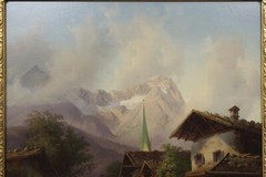 German Landscape Painting „An Alpine Village” by Joseph Heinrich Marr