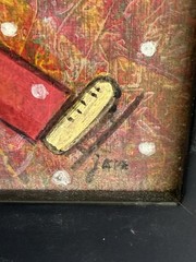 Painting OUTSIDER ART Canadian Artist JAN ZIMMERMAN Figure Skater Winter Scene