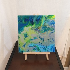 Original 12″x12″ Abstract Acrylic Fluid Art Pour Signed Painting (See Video)