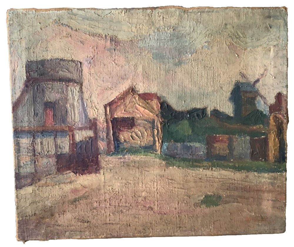 VINCENT VAN GOGH ? PARIS MONTMARTRE WINDMILL POST-IMPRESSIONISM OIL SIGNED 19TH