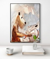 SAMATOWIC Original Abstract Expressionism 11×14 Dog Cat Handmade Signed Fun 126
