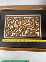 famous UKRAINIAN graphic artist IVAN OSTAFIYCHUK “Traveler” 1969 FRAMED LINOCUT